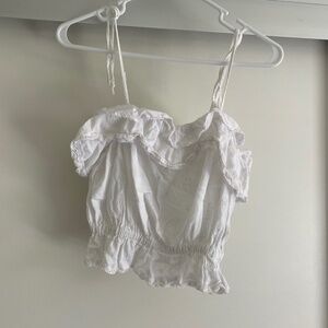 White Cropped Eyelet Tank top